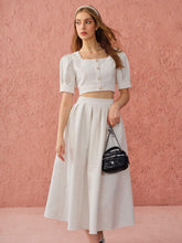 Enchnt Autumn Romantic Women's Sweetheart Elegant Princess Pleated White Tweed Skirt